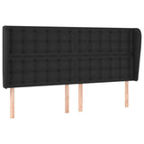 Headboard with Ears Black 203 cm Faux Leather - Front View