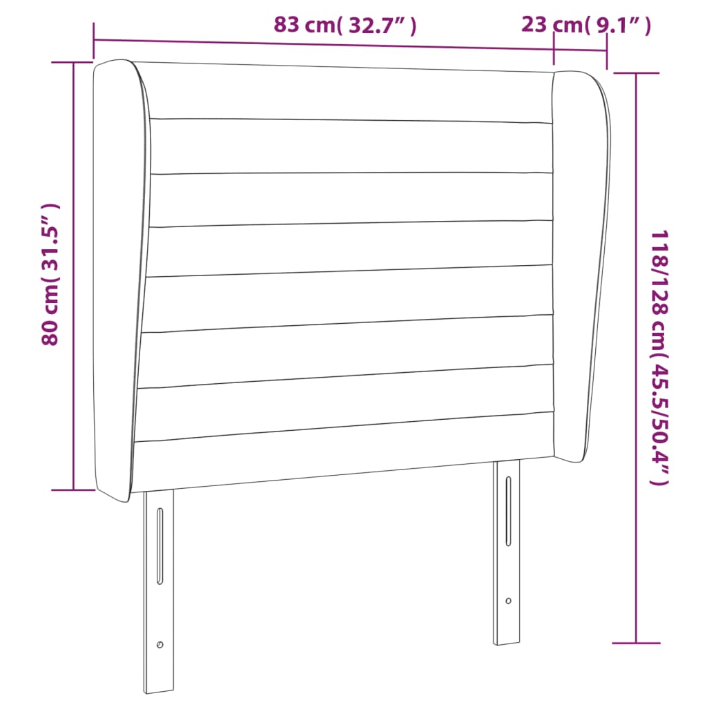 Headboard with Ears Dark Grey 83 cm Fabric