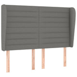 Headboard with Ears Dark Grey 147x23x118/128 cm Fabric - Front View