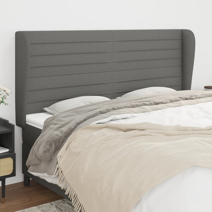 Headboard with Ears Dark Grey 163 cm Fabric
