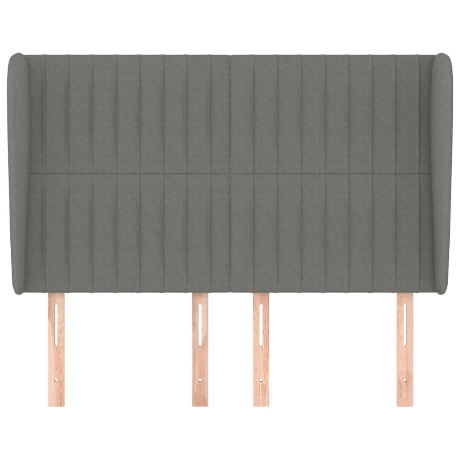 Headboard with Ears Dark Grey 147 cm Fabric