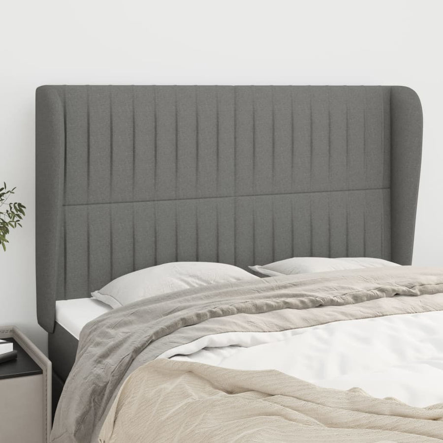 Headboard with Ears Dark Grey 147 cm Fabric