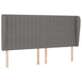 Headboard with Ears Dark Grey 163x23x118/128 cm Fabric - Front View