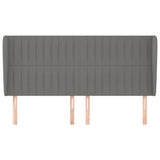 Headboard with Ears Dark Grey 163x23x118/128 cm Fabric - Side View