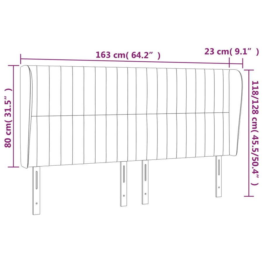 Headboard with Ears Dark Grey 163 cm Fabric