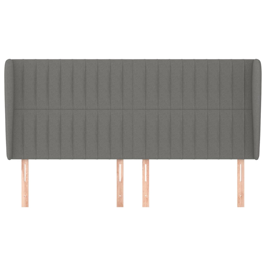 Headboard with Ears Dark Grey 203 cm Fabric