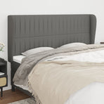 Headboard with Ears Dark Grey 203 cm Fabric