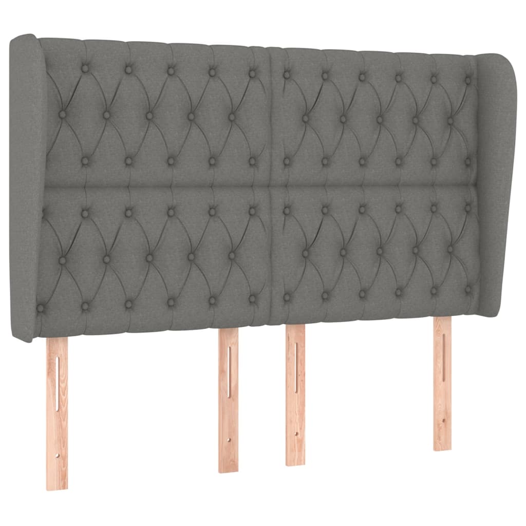 Headboard with Ears Dark Grey 147 cm Fabric