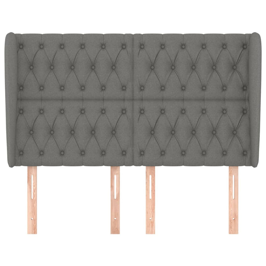 Headboard with Ears Dark Grey 147 cm Fabric