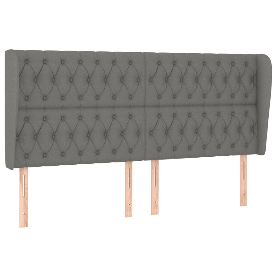 Headboard with Ears Dark Grey 203 cm Fabric