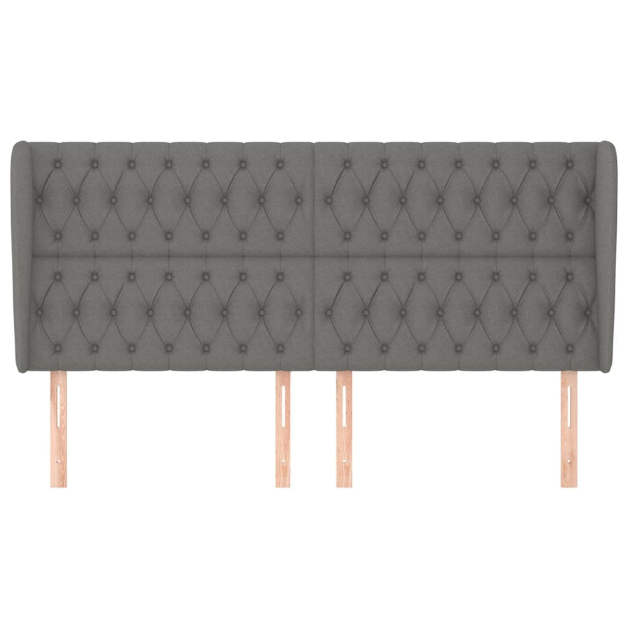 Headboard with Ears Dark Grey 203 cm Fabric