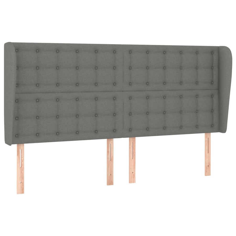 Headboard with Ears Dark Grey 163 cm Fabric