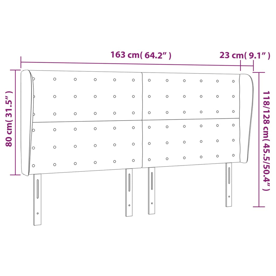 Headboard with Ears Dark Grey 163 cm Fabric