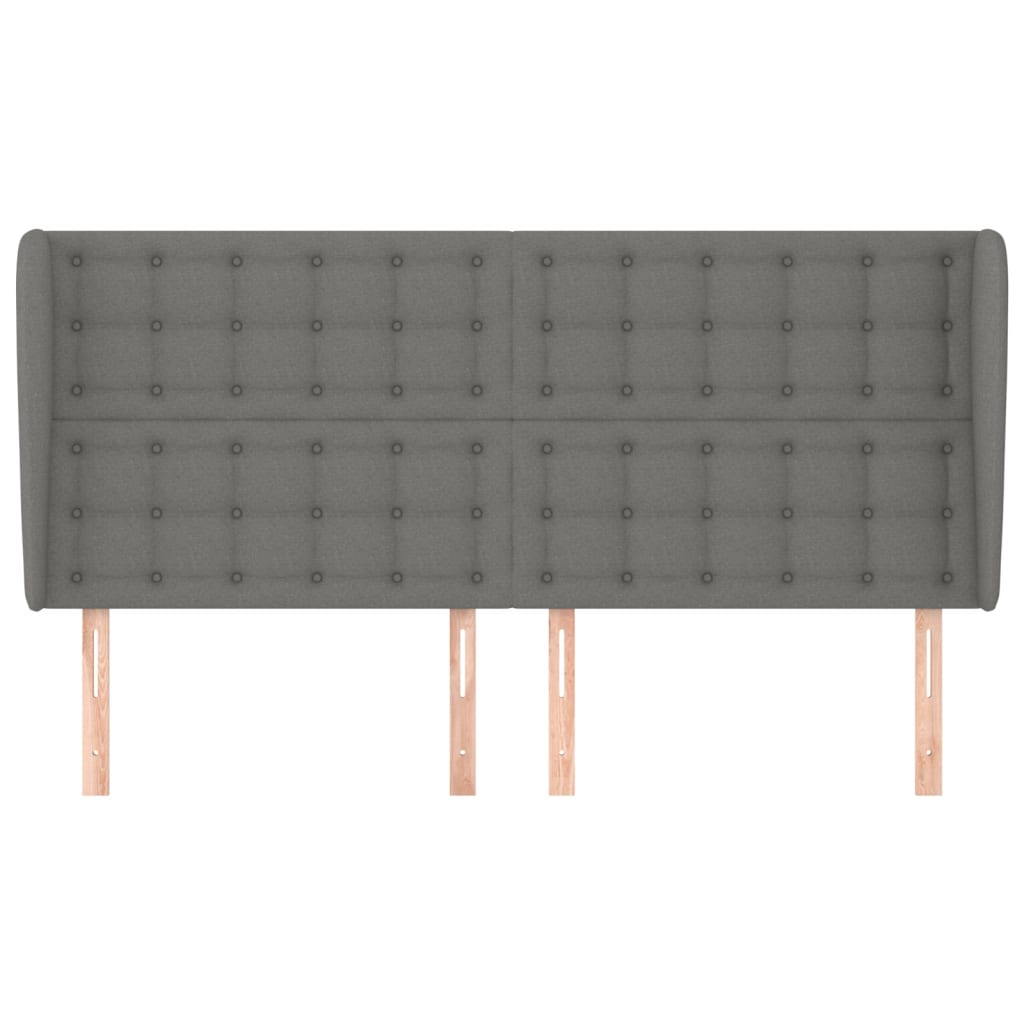 Headboard with Ears Dark Grey 203 cm Fabric