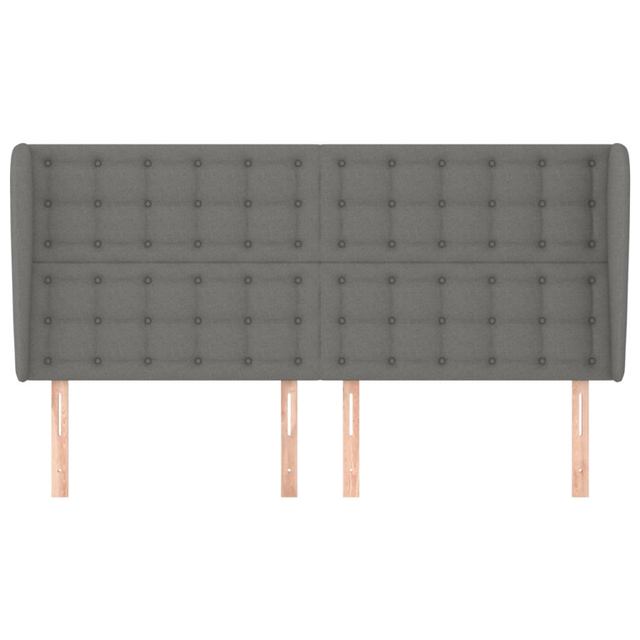 Headboard with Ears Dark Grey 203 cm Fabric