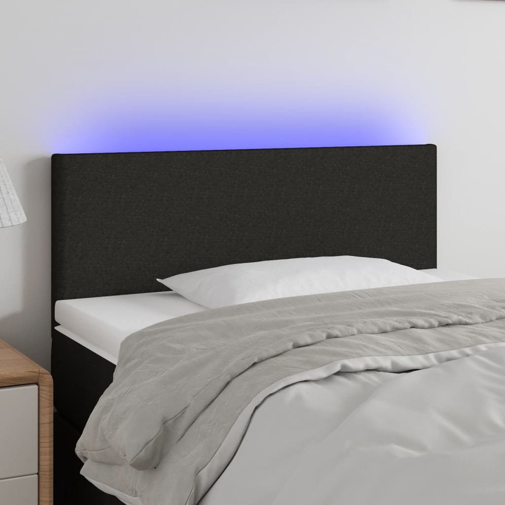 LED Headboard Black 100 cm Fabric