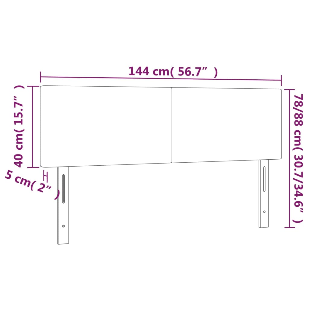 LED Headboard Dark Grey 144 cm Fabric