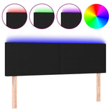 LED Headboard Black 144x5x78/88 cm Fabric - Front View
