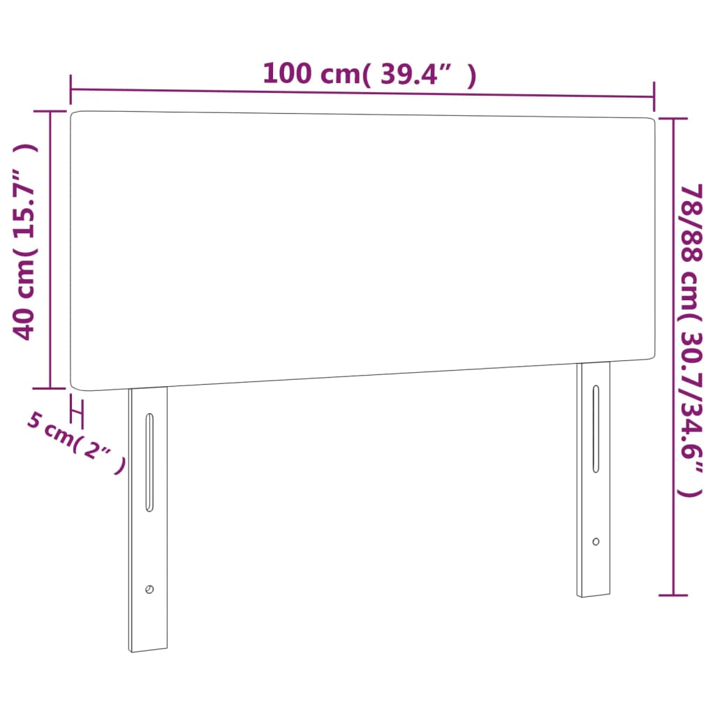 LED Headboard Black 100 cm Velvet