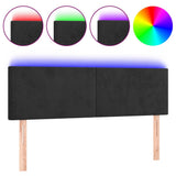 LED Headboard Black 144 cm Velvet - Front View