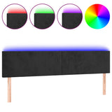 LED Headboard Black 160 cm Velvet - Front View