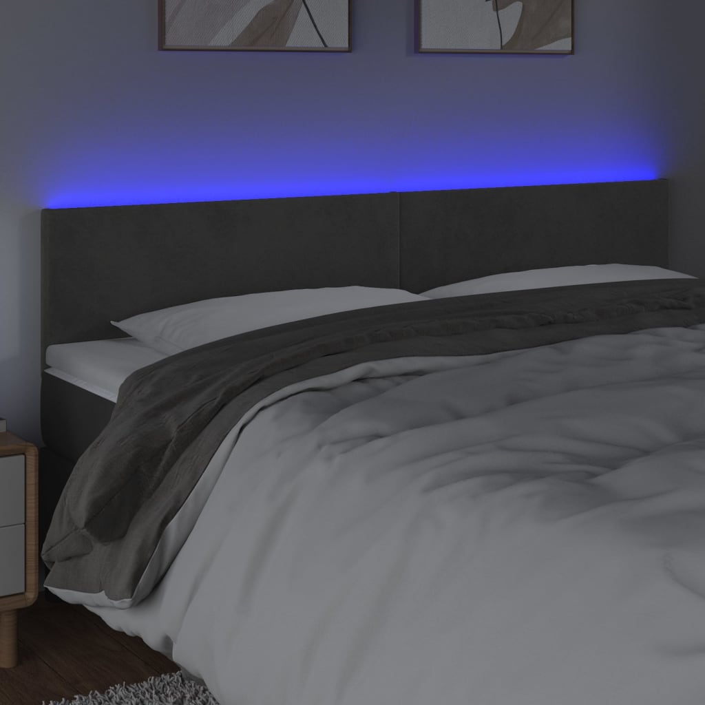 LED Headboard Dark Grey 200 cm Velvet