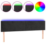 LED Headboard Black 200 cm Velvet - Front View