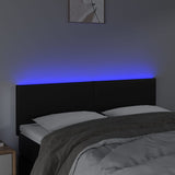 LED Headboard Black 144 cm Faux Leather - Side View