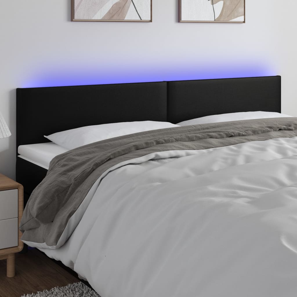 LED Headboard Black 160 cm Faux Leather