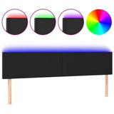 LED Headboard Black 200 cm Faux Leather - Front View