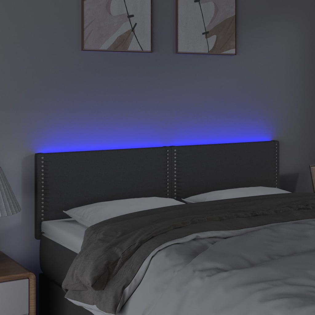 LED Headboard Dark Grey 144 cm Fabric