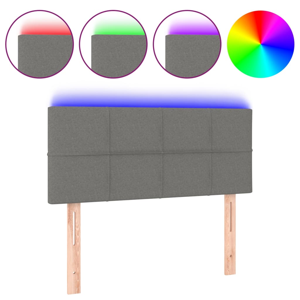 LED Headboard Dark Grey 100 cm Fabric