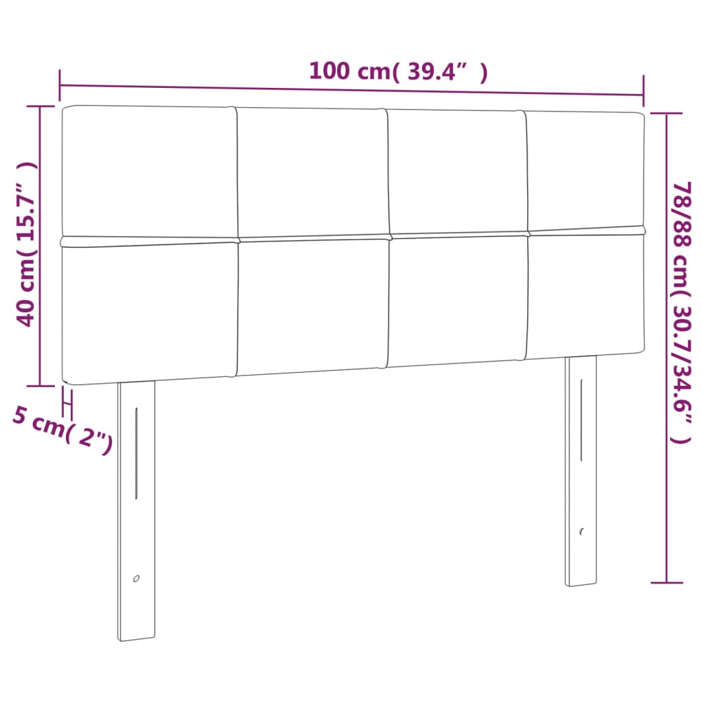 LED Headboard Dark Grey 100 cm Fabric