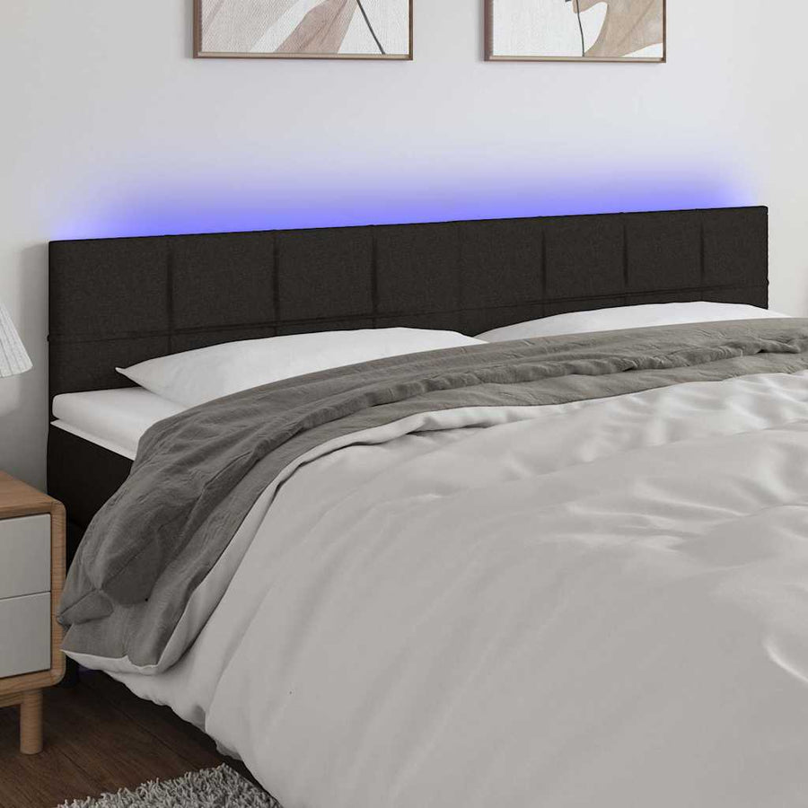 LED Headboard Black 160 cm Fabric