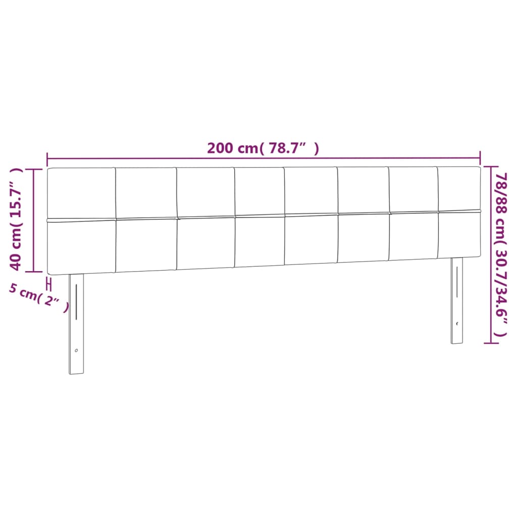 LED Headboard Black 200 cm Fabric