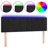 LED Headboard Black 144 cm Velvet - Front View