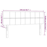 LED Headboard Black 144 cm Velvet - Rear View