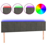 LED Headboard Dark Grey 200 cm Velvet - Front View