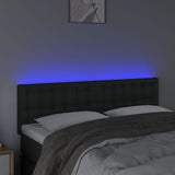 LED Headboard Black 144x5x78/88 cm Faux Leather - Side View