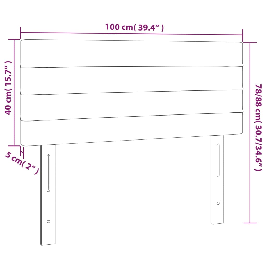 LED Headboard Dark Grey 100 cm Fabric