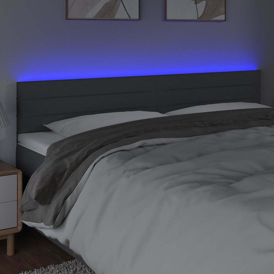 LED Headboard Dark Grey 200 cm Fabric