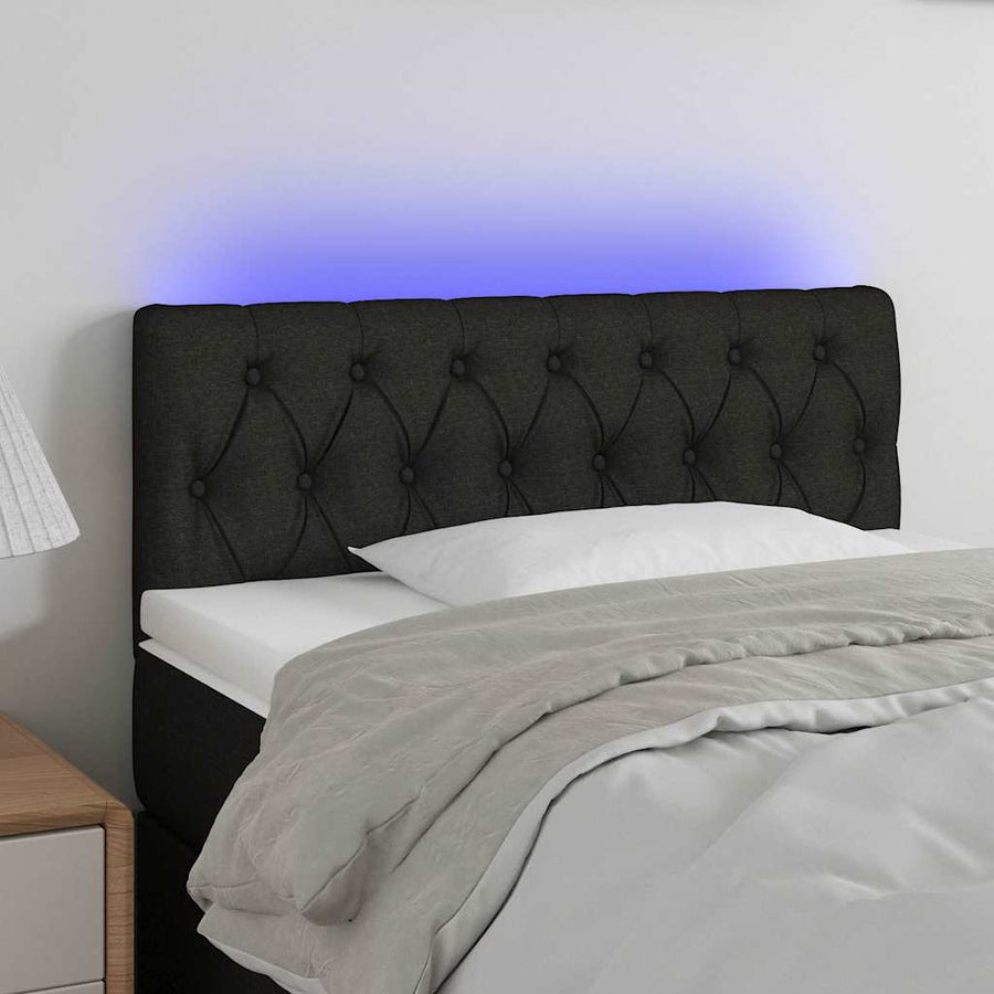 LED Headboard Black 100 cm Fabric