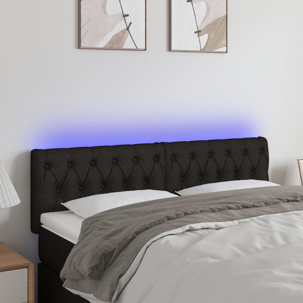 LED Headboard Black 160 cm Fabric