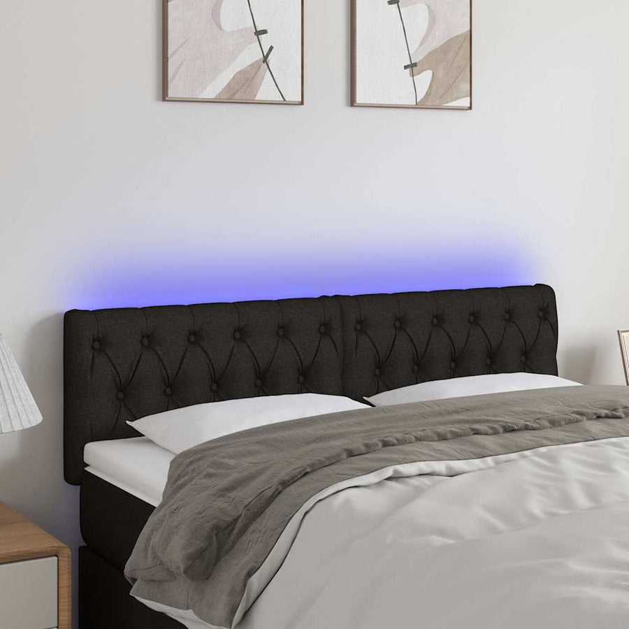 LED Headboard Black 160 cm Fabric