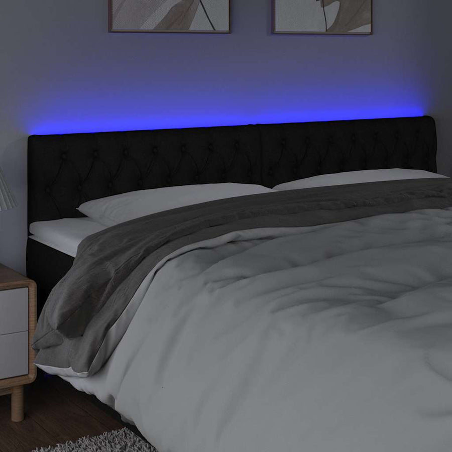 LED Headboard Black 200 cm Fabric