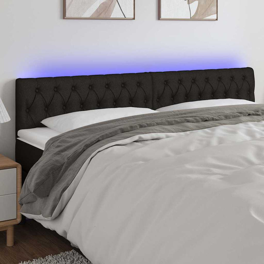 LED Headboard Black 200 cm Fabric