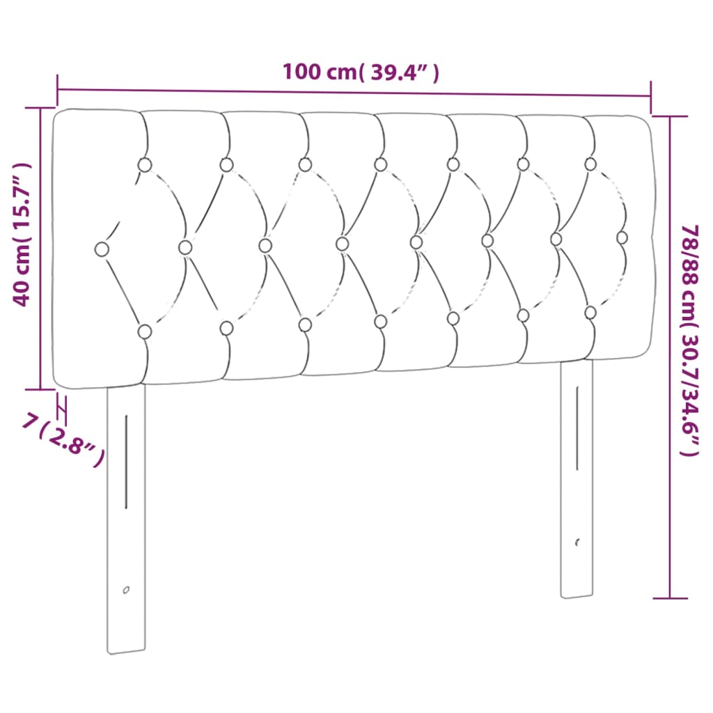 LED Headboard Black 100 cm Velvet