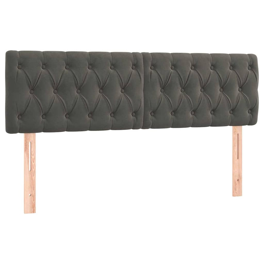 LED Headboard Dark Grey 144 cm Velvet