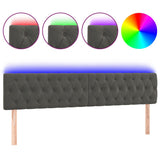 LED Headboard Dark Grey 200 cm Velvet - Front View