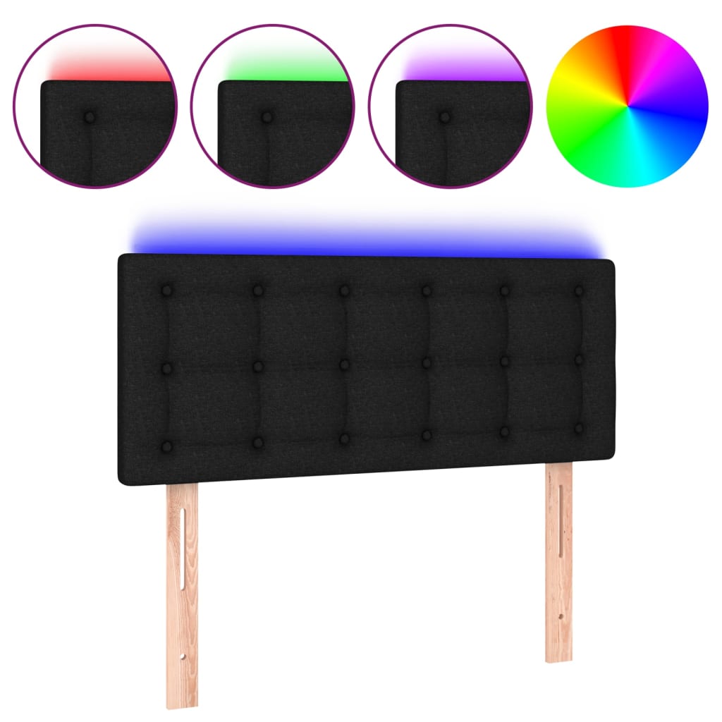 LED Headboard Black 100 cm Fabric